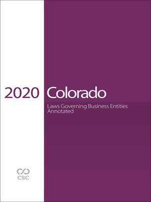 cover image of CSC&#174; Colorado Laws Governing Business Entities